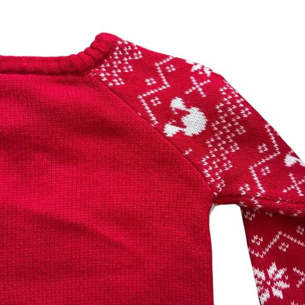 Disney Mickey Minnie Christmas Sweater Size 5T Red Holiday Fair‎ Isle Winter